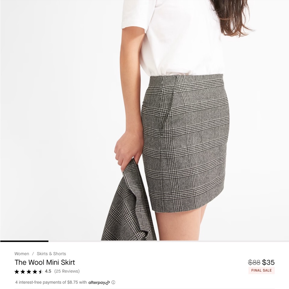 Everlane Wool Mini Skirt size 0